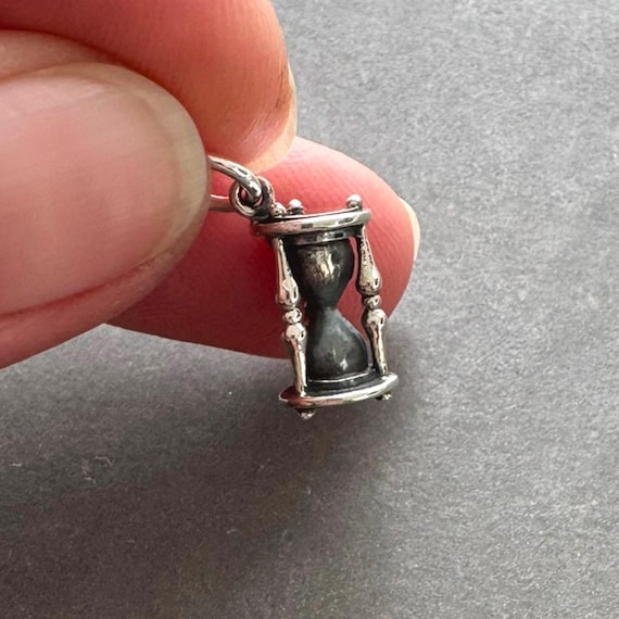 Sterling Silver Hour Glass Bracelet or Necklace Pendant, Anniversary Graduation Gift, Carpe Diem Seize the Day Charm