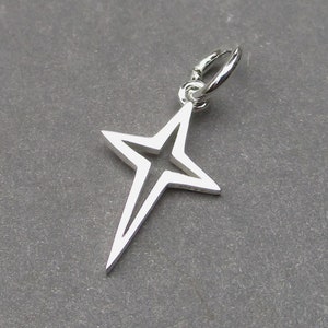 North Star Cross Necklace Charm, Sterling Silver Bracelet Charm, Celestial Pendant, Star Jewelry, Jewelry Making Supply Finding