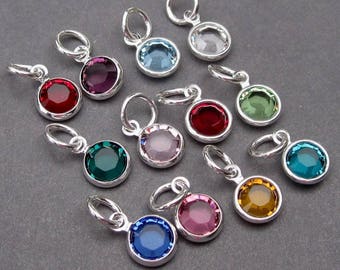 12 Swarovski Crystal Birthstone Charms, 6mm Swarovski Channel Charms, Stitch Markers, Bracelet Necklace Charms, SET OF 12