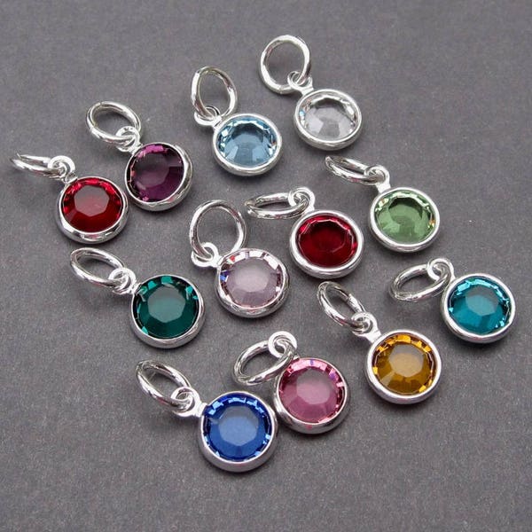 Stitch Markers, 6mm Crystal Birthstone Channel Bezel Necklace Charms, Bracelet Anklet Charms, Knitting Supplies, Gift for Knitter Crochet