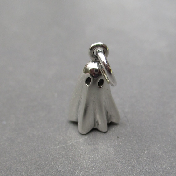 Sterling Silver Ghost Necklace Charm Pendant, Halloween Jewelry