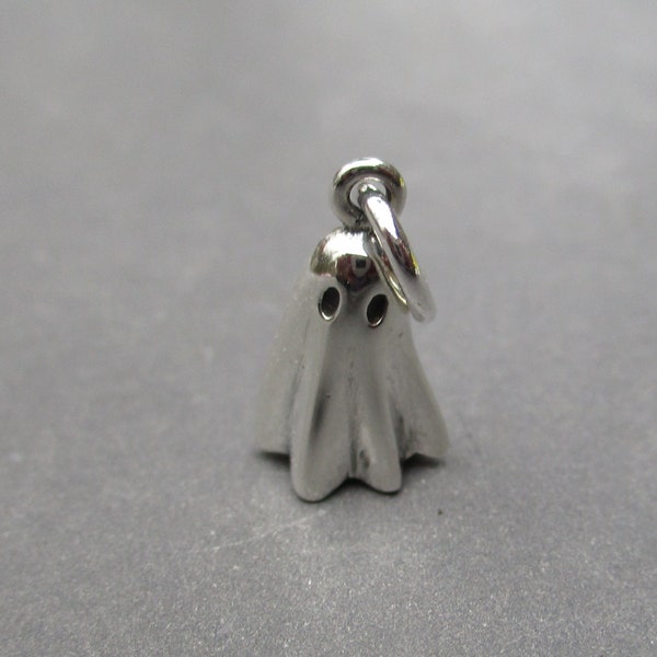 Sterling Silver Ghost Necklace Charm, Halloween Charm, Earring Charm, Necklace Pendant, Bracelet Charm, Halloween Jewelry