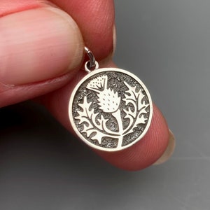 Sterling Silver Thistle Flower Necklace Pendant,  Bracelet Charm, Scottish Thistle Necklace Charm, Flower Jewelry