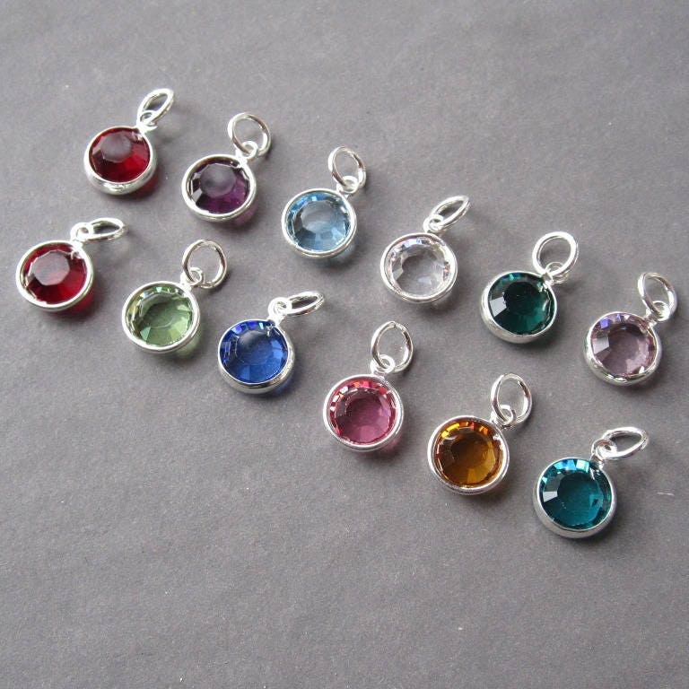 Birthstone Charm 8mm Large Crystal Silver Channel Earrings - Etsy