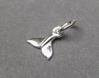 Tiny Sterling Silver Whale Tail Charm for Necklaces, Earrings, Anklets and Bracelets, Mermaid Fish Tail Pendant, Ocean Beach Charm