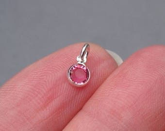 Colar com pingentes de cristal pequenos representando pedras de nascimento, pingentes de prata com engaste em moldura de 4 mm, suprimentos para joias personalizadas e permanentes, presente para mães.