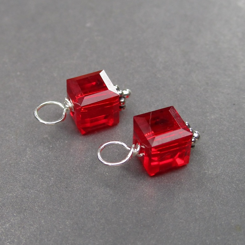 July Crystal Birthstone Bracelet Charms, Light Red Siam Ruby Bead Dangles, Earring Charms, Necklace Charms, Necklace Pendants, Gift for Mom image 1