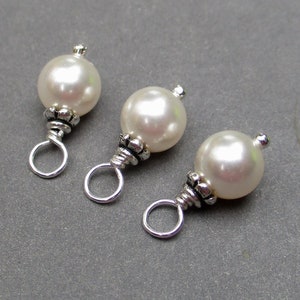 Sterling Silber weiße Perle Juni Geburtsstein Anhänger für Halsketten, Ohrringe, Armbänder, Fußkettchen, Stichmarkierungen, Perlen-Hochzeitsschmuck