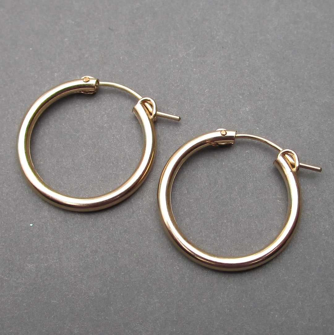 14k Gold Filled Hoop Earrings, 22mm Gold Hoop Earrings, Interchangeable ...