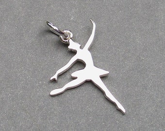 Sterling Silver Ballerina Necklace Charm, Ballet Jewelry, Bracelet Charm, Gift for Dancer, Gift for Ballet Lover