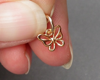 Tiny Gold Butterfly Charm Pendant