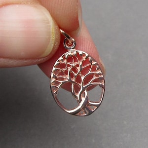 Rose Gold Family Tree Necklace Pendant, Tree of Life Necklace Charm, Bracelet Charm, Gift for Mom Grandmother, Jewelry Making Findings