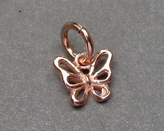 Rose Gold Butterfly Charm, Necklace Pendant, Butterfly Bracelet Charm, Butterfly Necklace Charm with Jump Ring