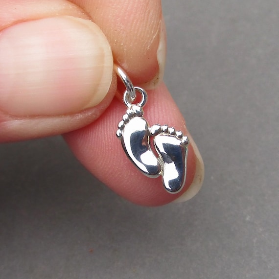 Baby Girl Footprint Charm Pink Crystal Sterling Silver Baby Girl Footprint Charm Pink Crystal Sterling Silver
