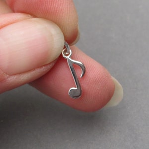 Tiny Sterling Silver Musical Note Necklace Charm, Chorus Band Charm, Gift for Music Lover, Earring Bracelet Charm