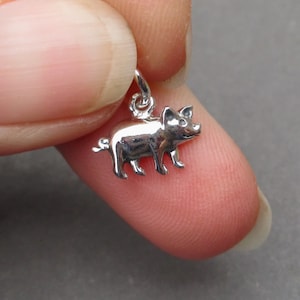 Tiny Sterling Silver Pig Bracelet Charm, Necklace Pendant, Earring Necklace Charm, Pig Jewelry, Gift for Animal Lover, Gift under 10