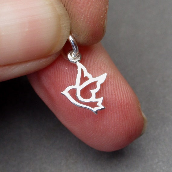 Dove Charm Pendant Open Cut Out Design Sterling Silver Dove Charm Pendant Open Cut Out Design Sterling Silver