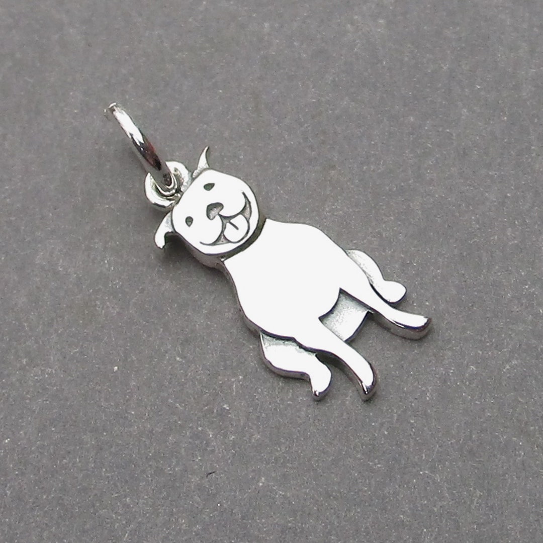 Sterling Silver Dog Necklace Charm, Dog Necklace Pendant, Pitbull Charm