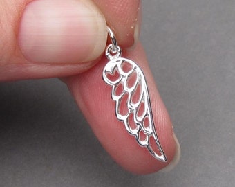 Angel Wing Sterling Silver Charm, Angel Wing Pendant, Sterling Silver Charm, Sterling Silver Necklace Pendant, Necklace Charm