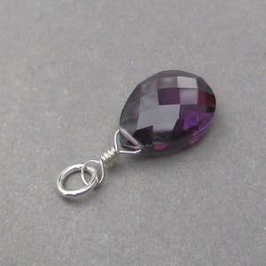 Amethyst Purple Quartz Birthstone Necklace Charm Pendant, February Birthstone Jewelry, Gift for Her Under 15