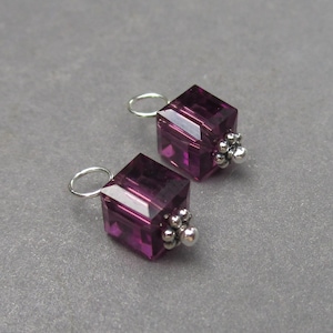 Amethyst Purple Crystal Birthstone Charms for Necklaces, Earrings, Bracelets, Stitch Markers, Phone and Key Chains, Personalized Jewelry,