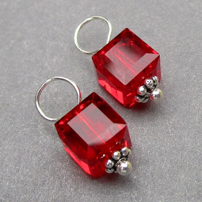 July Crystal Birthstone Bracelet Charms, Light Red Siam Ruby Bead Dangles, Earring Charms, Necklace Charms, Necklace Pendants, Gift for Mom image 3