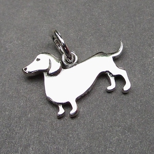 Dachshund Sterling Silver Necklace Charm, Pet Dog Jewelry, Gift for Dog Lover, Jewelry Making Supply