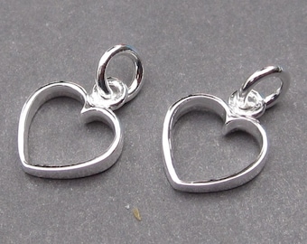 Sterling Silver Heart Charm Pendant for Necklaces, Bracelets and Earrings, Valentine's Day Gift