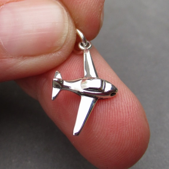 Sterling Silver Airplane Necklace Charm Pendant