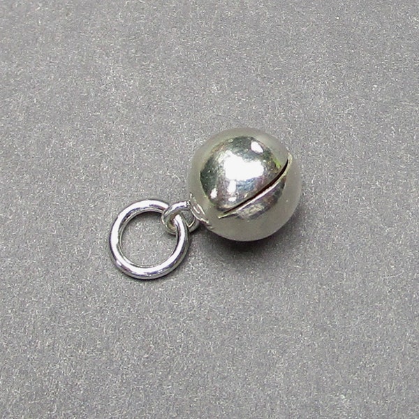 Große Sterling Silber Jingle Bell Armband Charm, 10mm Jingle Ball Halskette Charm, Silber Halskette Weihnachten Anhänger, Urlaub Charm