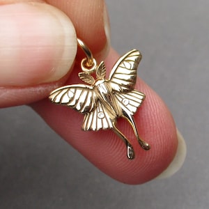 Guldbrons Luna Moth Halsband Hänge Berlock, Insektsmycken