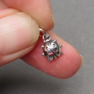Sterling Silver Ladybug Charm for Necklaces, Bracelets, Anklets and Earrings, Tiny Lady Bug Necklace Pendant, Good Luck Charm