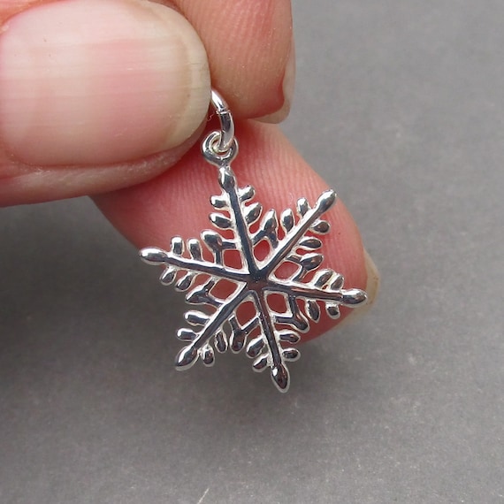 Large Sterling Silver Snowflake Necklace Pendant, Bracelet Charm
