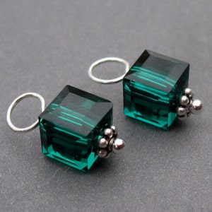 Emerald Green Birthstone Charm, Interchangeable Necklace, Bracelet Hoop Earring Charms, May Birthstone Bead Dangles, Jewelry Making Supply