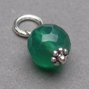 Emerald Green Chacledony Birthstone Charm for Bracelets, Interchangeable Hoop Earrings and Necklaces, May Birthstone Jewelry