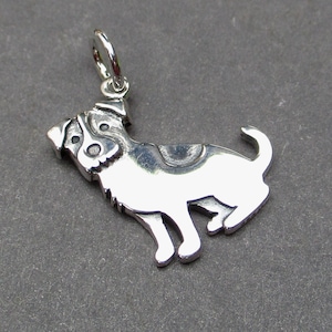 Jack Russell Terrier Sterling Silver Dog Necklace Charm, Dog Pet Jewelry, Pet Remembrance Memorial Bracelet Charm, Gift for Dog Lover