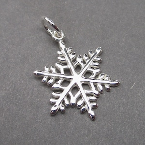 Großer Sterling Silber Schneeflocke Halskette Anhänger, Armband Charme, Schneeflocke Winter Urlaub Halskette Anhänger, Geschenk für sie unter 20