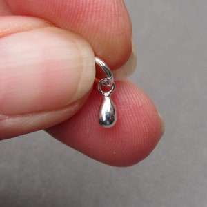 Tiny Sterling Silver Teardrop Charm, Charm for Bracelet, Dewdrop Necklace Pendant, Add a Charm, DIY Jewelry Supplies