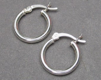 1/2 inch Sterling Silver Hoop Earrings, Sterling Silver Interchangeable Charm Hoop Earrings, Charm Earrings, Gift for Mom