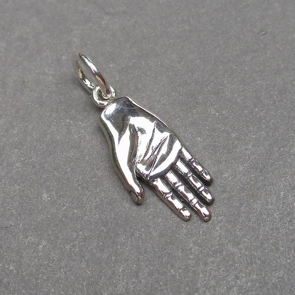 Sterling Silver RIGHT Hand Charm, Bangle Bracelet Charm, Hand Necklace Pendant, Helping Hand Charm