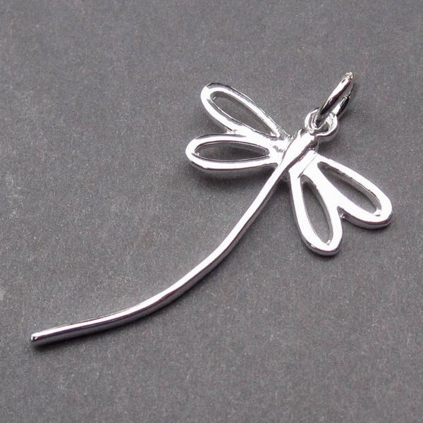 Large Sterling Silver Dragonfly Pendant, Necklace Charm, Dragon Fly Necklace Pendant, Gift for Her, Dragonfly Jewelry