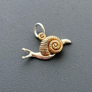 Gold and Sterling Silver Snail Charm for Necklaces, Earrings and Bracelets, Tiny Bug Necklace Pendant, Jewelry Making Supply Finding