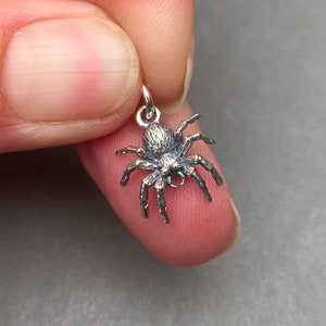 Sterling Silver Spider Necklace Charm, Halloween Bracelet Charm, Arachnid Pendant, DIY Jewelry Supplies, Insect Jewelry