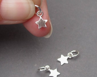 Tiny Sterling Silver Star Charm, Sterling Silver Tag Necklace Pendant, Necklace Charm, Earring Celestial Charm, Star Jewelry