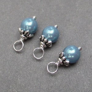 Pendentifs en argent sterling pour collier de perles en cristal nacré bleu, breloques pour bracelet, marqueurs de point, breloques pour boucles d&#39;oreilles, pendentifs gouttes,