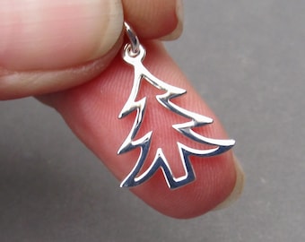Holiday Christmas Tree Charm Small Antiqued Sterling Silver Holiday Christmas Tree Charm Small Antiqued Sterling Silver