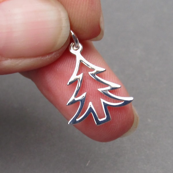 Sterling Silver Christmas Tree Charm, Bracelet Charm, Necklace Pendant, Christmas Jewelry, Earring Charm, Holiday Jewelry, DIY Jewelry