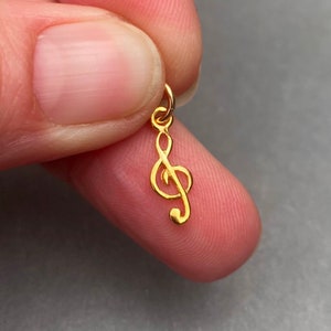 Gold Treble Clef Music Necklace Charm, Musical Note Bracelet Charm, Gift for Music Lover, Choral Singer, Piano Player, Band Member, Composer