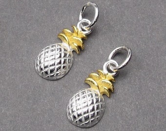 Sterling Silver Pineapple Necklace Charm, Adjustable Bangle Bracelet Charm, Necklace Pendant, Earring Charm