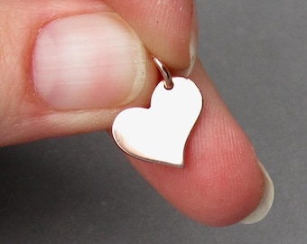 Rose Gold Heart Charm for Bracelets and Necklaces, Valentine's Day Gift for Girlfriend, Heart Necklace Pendant, Jewelry Making Supply